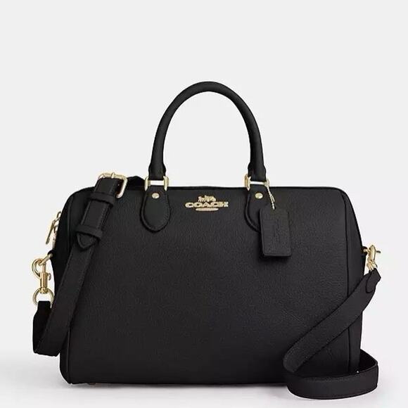 NWT Coach Rowan Large Satchel Bag Leather CV960 Gold/Black - Picture 7 of 11